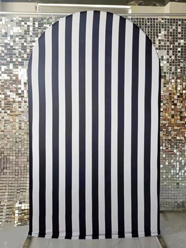 FiVan Arch Covers Stretchy Black Stripes Backdrop for Birthday Baby Shower Party Decoration 2.6x6ft Baptism Background Props - color: NO-413, size: 2.6x6ft(78x180cm)