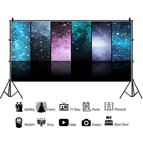 AOFOTO 15x8ft Vinyl Photography Background Universe Stars Constellations Planets Snoflakes Stage Backdrop for Party Adults Portraits Video Display Film Production Studio Prop Video Drapes - size: 15x8ft
