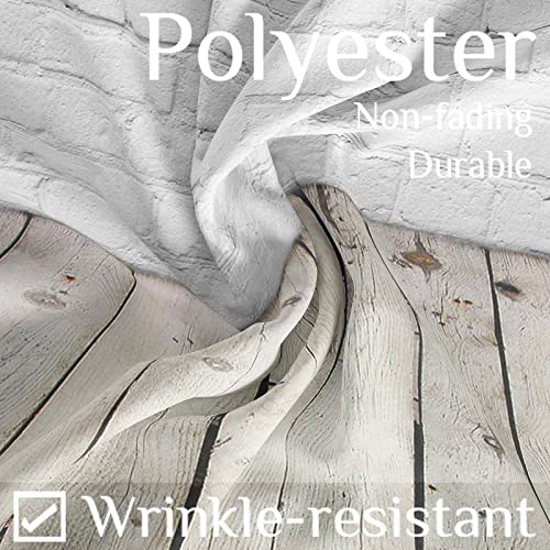 Allenjoy Fabric 5x7FT White Brick Wall with Wooden Floor Photography Backdrop Photo Background Prop for Newborn Baby Photoshoot Photographer - size: 5 x 7 ft