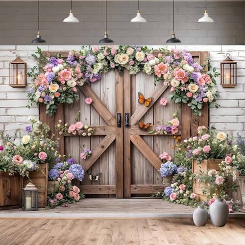 7X5ft Floral Wedding Photography Backdrop Vintage Wood Arch with White Pink Roses Bridal Newborn Birthday Party Decor Props for Studio Photo Shoots Anniversaries - color: Multi8, size: 7X5ft