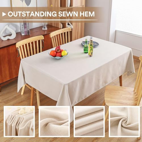 MikiUp Faux Linen Tablecloth - Slubby Textured Weaves Table Cloth for Square Tables, Wrinkle Free Washable Fabric Table Cover for Dining, Farmhouse Outside, Natural 60 x 60 Inch - color: L-natural, size: 60" x 60" (Square)