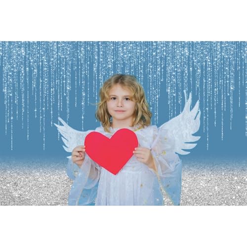 10x6.5ft Blue Backdrop Party Decorations Photography Background Silver Glitter Wedding Birthday New Year Party Decorations Background Photo Booth Props - color: Blue, size: 10x6.5ft