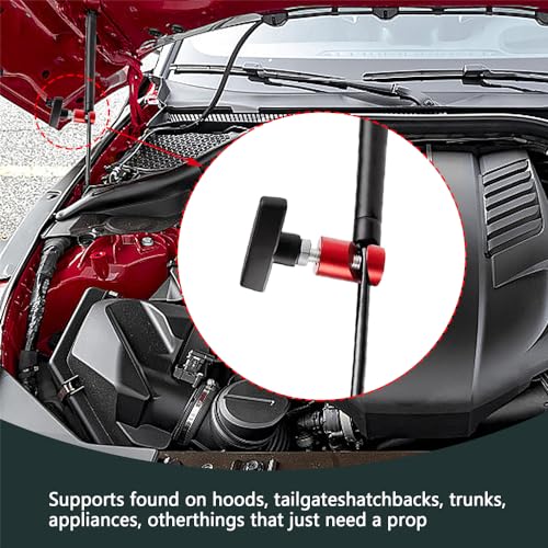 2PCS Car Hood Prop Rods, Lift Support Clamp Hood Stay Holder Piston Stop Tool, 0.39'' Car Hood Stopper Strut Shock Holder Car Accessories Work for Tailgates and Trunks (Red)