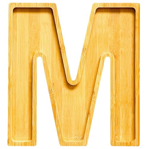 11" Wooden Letter M Platter Tray for Party Charcuterie Board Letters Serving Trays for Food Fruit Cupcake Reusable Fillable Dishes Plates for Birthday Anniversary Wedding Party Baby Shower Supplies - color: Letter M