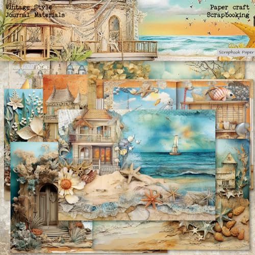Beach House Scrapbook Paper Pad - 6x6 Sea Themed Travel & Vacation Scrapbooking Supplies Paper for DIY Decorative Background Cardmaking Art Journaling Planner Origami Crafts - color: Beach House