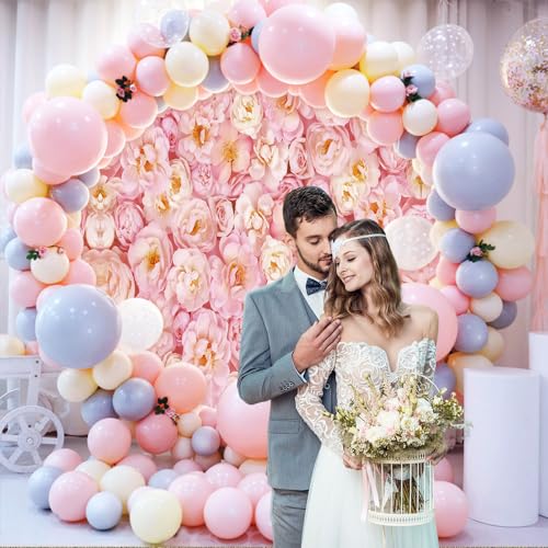 7.2x7.2ft Pink Floral Wall Wedding Round Backdrop Stand for Photography, Mr and Mrs Wedding Party Circle Cover Props - color: Pink01, size: 7.2x7.2ft-Diameter