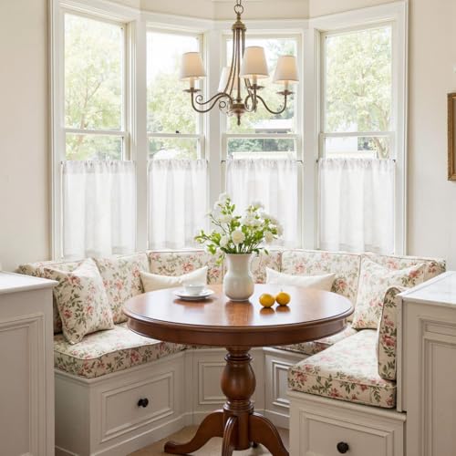 jinchan Kitchen Curtains Linen Tier Curtains 20 Inch Farmhouse Cafe Style Country Rustic Rod Pocket Light Filtering for Laundry Room Bathroom Sink RV Small Window 2 Panels White - color: Rod Pocket White, size: 26"W x 20"L (Pack of 2)