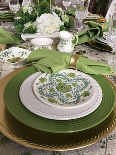 PLOYMONO Grass Green Heavy Duty Cloth Napkins - 17 x 17 Inch Solid Washable Polyester Dinner Napkins - Set of 8 Napkins with Hemmed Edges - Great for Weddings, Parties, Banquets Dinner & More - color: Grass Green