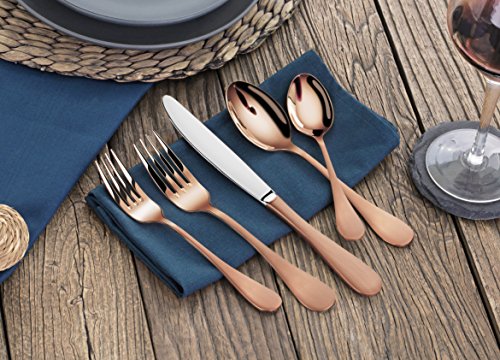 Artaste 56891 Rain 18/10 Stainless Steel Flatware 36-Piece Set, Copper Finish, Service for 12 - color: Copper