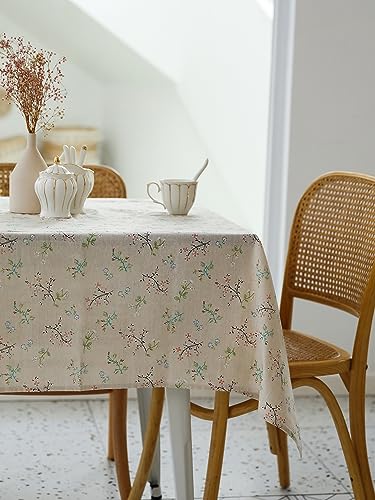 YiHomer Pastoral Rectangle Tablecloth - 52 x 70 Inch Table Cloth - Washable Table Cover with Wrinkle Resistant for Restaurant, Picnic, Bistro, Indoor and Outdoor Dining, Gardenia - color: C - Floral (Gardenia), size: 70" x 52" (Rectangular)