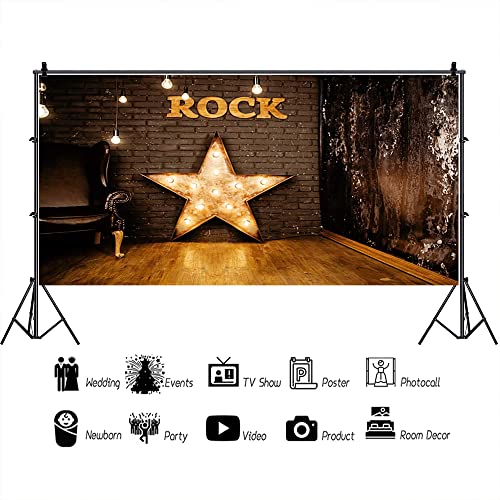 AOFOTO 15x8ft Rock Music Bar Backdrop Grunge Vintage Saloon Interior Decoration Photography Background Rock Star Band Punk Pop Fashion Music Night Show Karaoke Party Decorations Photo Booth Props - size: 15x8ft