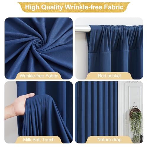 8x10FT Navy Blue Backdrop Curtains for Wedding Parties, Wrinkle Free Polyester Photography Backdrop Drapes for Graduation Baby Shower Birthday Stage Background Stand Decorations 4x10ft,2 Panels - color: Navy Blue, size: W4' x H10'(2 Panels)
