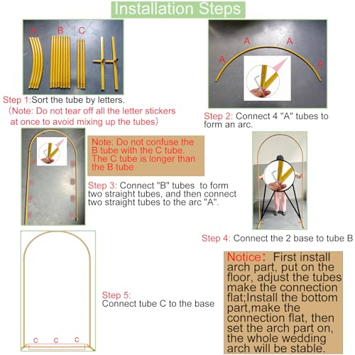 6.6FT Metal Wedding Arch Stand Gold Square Arched Backdrop Frame for Party Ceremony Valentines Day Birthday Bridal Baby Shower Garden Floral Balloon Arch Decoration - size: 6.6ft Stand