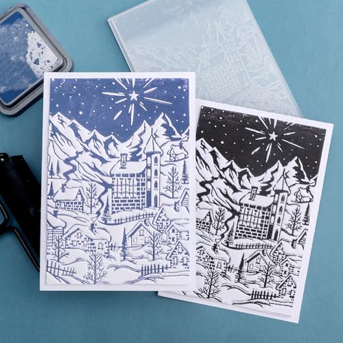BAOFALI 3D Embossing Folder for Card Making,Snow Mountain, Castle Plastic Texture Fades Embossing Folder Template for Scrapbooking and Other Paper Craft Album Stamps DIY Decoration 6.3" L x 4.5" W - color: Snow Mountain