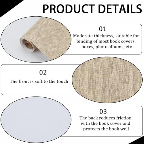 CRASPIRE 51 x 11.8 Inch Book Binding Cloth Book Cover Fabric Polyester Linen Woven Surface Paper Backed Burlywood Bookcover for Books Album Scrapbooking Archival DIY Covering Bookbinding Protector - color: Burly Wood