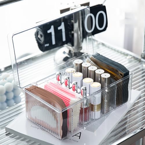 MoyRetty Acrylic Lash Extension Organizer, Large Capacity Eyelash Extension Supplies Storage Container Box, Neatly Store and Organize Your Lash Supplies (Clear)