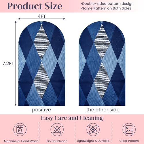 7.2FT Wedding Arch Backdrop Cover Diamond Blue Jeans Rhinestone Slant Lattice Square Clothes Denim Spandex Fitted Round Top Backdrop Stand Cover for Ceremony Banquet Birthday Party Decoration - color: Color4, size: 7.2FT x 4FT