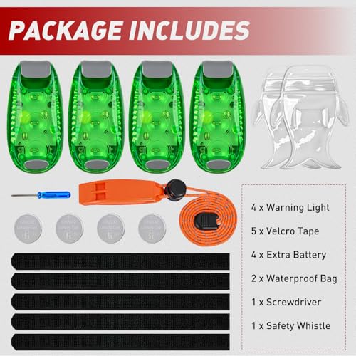 Nilight LED Safety Light 4PCS Green Marine Navigation Bike Tail Lights Three Modes Waterproof Reflective Gear Clip On Flash Strobe Indicator Lamp for Night Boating Fishing Cycling Jogging - color: 3LED Safety Light-Green