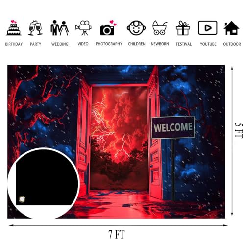 7x5ft Horror Forest Background Reversing World Gate Backdrop Adventure Background for Halloween Birthday Party Children Birthday Decor Studio Prop Photo Props TAYTKDJ090 - size: 7x5ft
