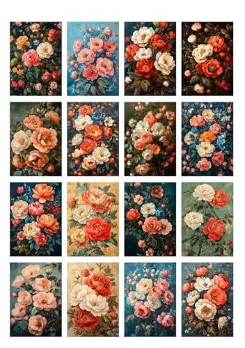 Decoupage Paper Pack (35 Sheets 6"x8") Garden Roses: Classic Rose Bouquets in Warm Tones and Cool Pastels with Lush Blooms, Foliage and Elegant Floral Displays FLONZ Vintage - color: Ten