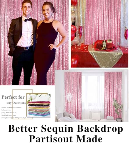 Partisout Polyester Sequin Backdrop 4ft x 7ft, Pink Gold, for Wedding, Party, Photography, Curtain, Includes 1 Panel - color: Pink Gold, size: 4ftx7ft