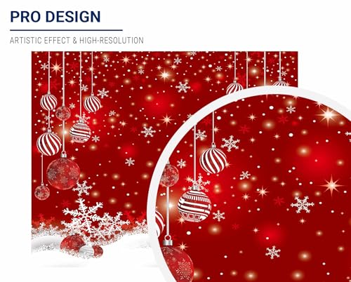 Allenjoy 10 x 8 FT Red Christmas Sparkle Bokeh Snowflakes Photography Background Xmas Party Decor Backdrop for Photo Studio Prop Supplies - size: 118 x 95 in
