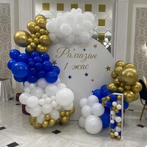 Royal Blue Balloons - 12 inch 100pcs Latex - Round Persian Blue Birthday Balloons with 2 Ribbons for Birthday Party, Graduation, Baseball, Nautical, Veterans Day Patriotic Decorations - color: Royal Blue, size: 12 Inch 100PCS