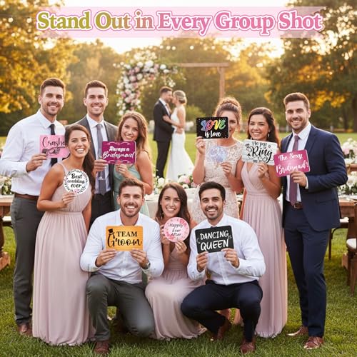 Beeveer 24 Design Wedding Arrow Photo Booth Props Selfie Props Kit with Double Sided Count PVC Photo Booth for Wedding Party Decorations Bridal Shower Engagement Supplies - style: Wedding