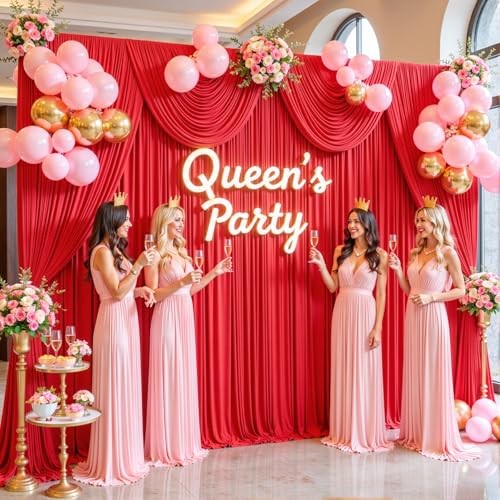 10ft x 7ft Red Backdrop Curtain for Parties Red Wrinkle Free Backdrop Drapes Panels for Wedding Baby Shower Birthday Photo Photography Christmas Polyester Fabric Background Decoration - color: Red, size: 10FTx7FT (W5'xH7', 2 Panels)