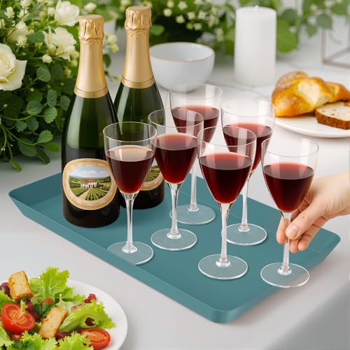 WOWBOX 4 pcs Serving Tray for Entertaining, Serving Platters for Snacks, Fruit, Cookies, Dessert, Reusable Plastic Trays for Serving Food and Pantry Organization in Kitchen & for Parties, (Green) - color: Green
