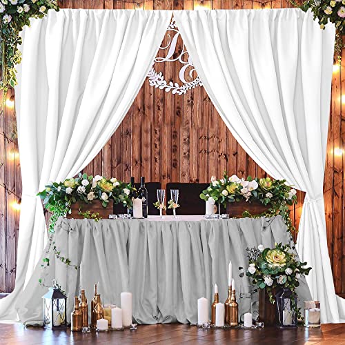 Joydeco White Backdrop Curtains for Parties, Photography Backdrop Drapes for Wedding Decorations Birthday, Wrinkle Free Polyester 5ft x 8ft Fabric Drape 2 Panels with Rod Pockets - color: White, size: 5ft x 8ft x 2 panels