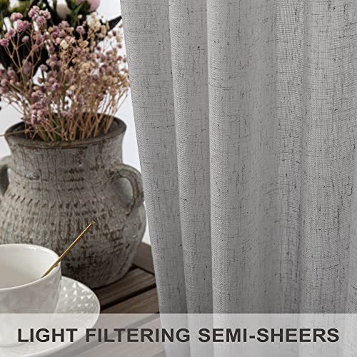 Linen Valance for Windows Kitchen Living Room Valance Rod Pocket Modern Farmhouse Country Rustic Bathroom Small Window Treatment Semi Sheer Curtain Valance for Bedroom Office Laundry Light Grey Gray - color: Grey