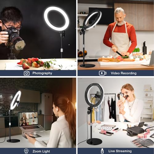 Desk Ring Light with Stand - 10.5'' Desktop Ring Light with Phone Holder for Video Recording, Circle Light for Computer Zoom Meeting Video Conference Lighting Video Calls Podcast Streaming - color: 10.5inch Black