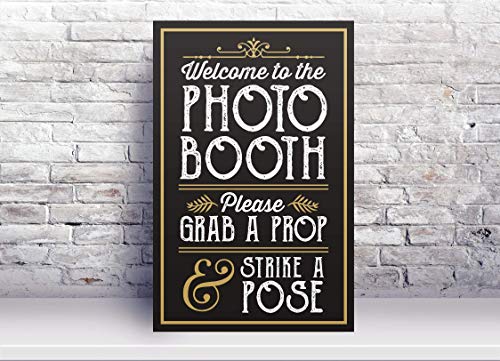 PERFECT PHOTO BOOTH PROP SIGN WITH EASEL BACKER STAND, Great for DIY Photo Booth, Grab A Prop Strike A Pose Photo Booth Sign, Great for wedding, birthday, holiday events and more!