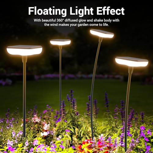 Solar Pathway Lights Outdoor 6 Pack Solar Powered Garden Lights 12H Long Lasting Auto On/Off Solar Swaying Light IP65 Waterproof for Planter Flowers Landscape Lighting Decoration Warm White - size: 6 Pack