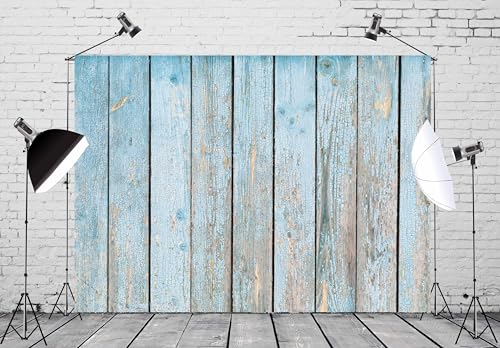 BELECO 15x10ft Fabric Blue Wood Backdrops for Photography Rustic Wood Wall Vintage Worn Wooden Boards Background Baby Shower Birthday Party Wall Decor Newborn Baby Kids Children Portrait Photoshoot - size: 15x10FT