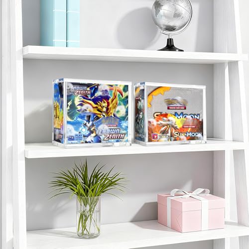 PKMN Booster Box Acrylic Case,8mm(0.31in) Ultra Thick Stackable Acrylic Display Case,Booster Pack Protector with 6x3mm Strong Magnets,Compatible with PKMN Boosters Boxes,Boxes for Display - size: PKMN Booster Box Case