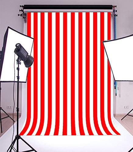Leyiyi 3x5ft Photography Background Red and White Stripe Backdrop Happy Birthday Party Vertical Horizontal Stripes Summer Holiday Banquet Baby Shower Blog Make-up Photo Portrait Vinyl Studio Prop - color: Red, size: 3x5ft