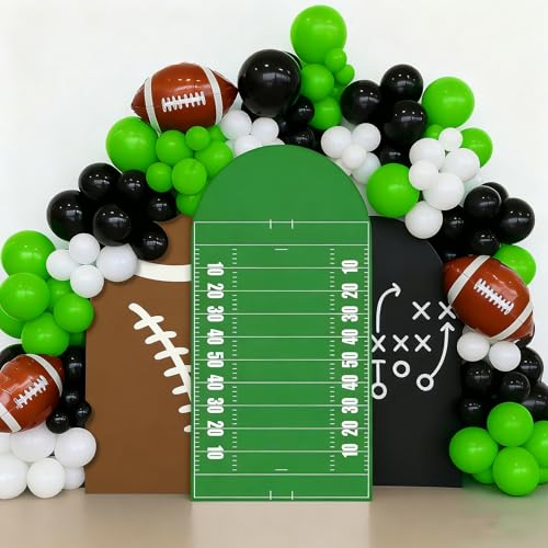 VitalCozy 7.2ft Sports Football Field Birthday Party Arch Backdrop Cover Football Photography Backdrops Spandex Fitted Arch Stand Covers for Rugby Balloons Birthday Parties - style: Football Field