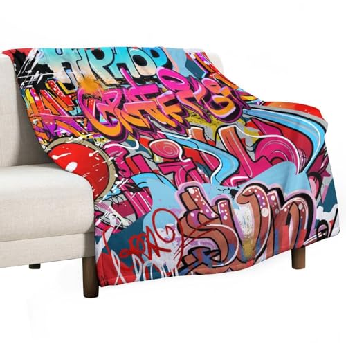Graphic Throw Blanket Hip Hop Street Culture Harlem New York City Wall Graffiti Art Spray Image Blanket for Sofa Bed Couch Chair Or Dorm 30"x40" - color: Style-9, size: 30"x40"