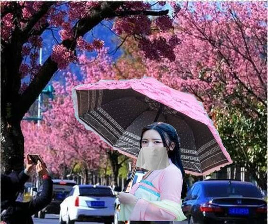 WENDIN Vintage Foldable Lace Parasol Gothic Umbrella rain Anti-uv Protection parasol sunblock umbrella dome Photo Props girls women lace umbrellas - color: Auto-Pink