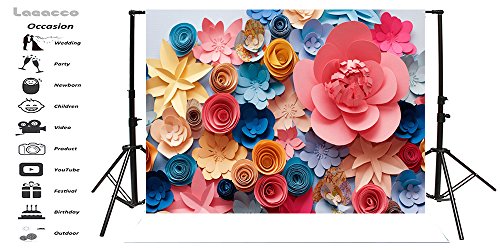 Haoyiyi 8x6ft Colorful Flower Background Romantic 3D Cut Paper Floral Blossom Photography Backdrop Baby Bridal Shower Mother's Day Lovers Valentines Day Wedding Party Decoration Photo Studio Props