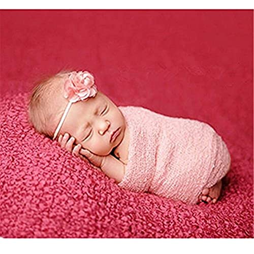 Newborn Photography Props Wrap Stretch Long Ripple Blanket Yarn Baby Photo Props Boy Girl Cloth Fabric Layer - color: Pink