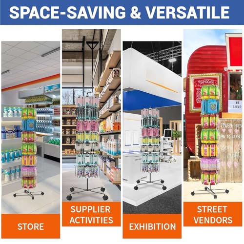 Retail Display Stand 7 Layer - Alloy Steel Jewelry Display for Vendors - 360°Rotating Display Stand for Jewelry, Key Chain, Cotton Candy