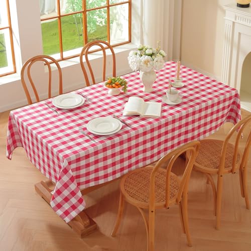 Gingham Tablecloth Rectangle Table Cloth Heavy Duty Cotton Checkered Table Cover Buffalo Plaid Tablecloths for Spring Picnic Kitchen Dining, Red and White,55 * 55 inch - color: Red, size: 55" x 55" (Square)