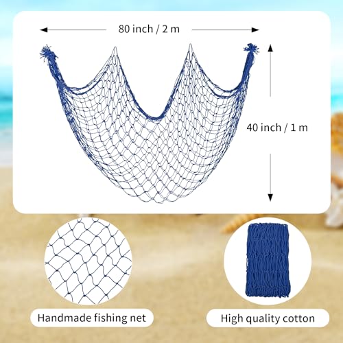 2 Pack Fish Net Decorations for Party - color: Peacock Blue