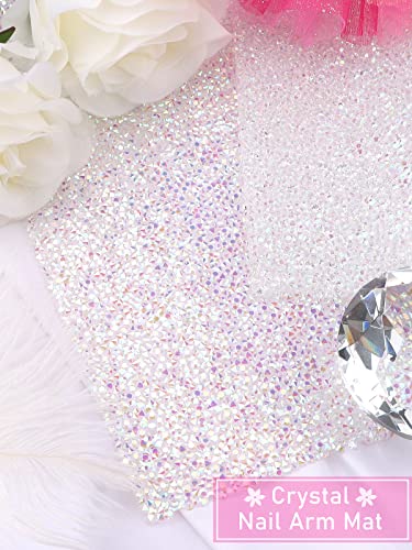 EBANKU Shiny Nail Art Table Mat - Foldable Hand Rest Pillow, Washable Salon Practice Holder - color: Colorful