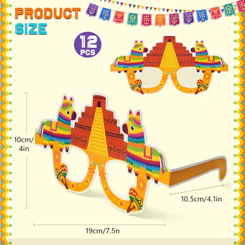Cinco De Mayo Decorations - 12 PCS Mexican Paper Eyeglasses for Taco - Fiesta Party Decorations for Birthday Accessories Party Favors Decor Outfit Dress,Cinco De Mayo Shirts for Women - color: Green Red