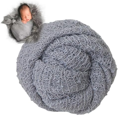 Zeroest Newborn Photo Prop Stretch Knit Wrap for Baby Photography Newborn Photoshoot Outfits Boys Girls Posing Blanket (Light Grey) - color: Light Grey