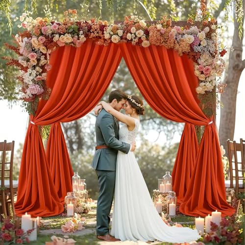 Rust Backdrop Curtains 10ft x 10ft Polyester Photo Backdrop Drapes for Birthday Party Stage Window Supplies Decorations - color: Rust, size: 2 Panels 5ft X 10ft